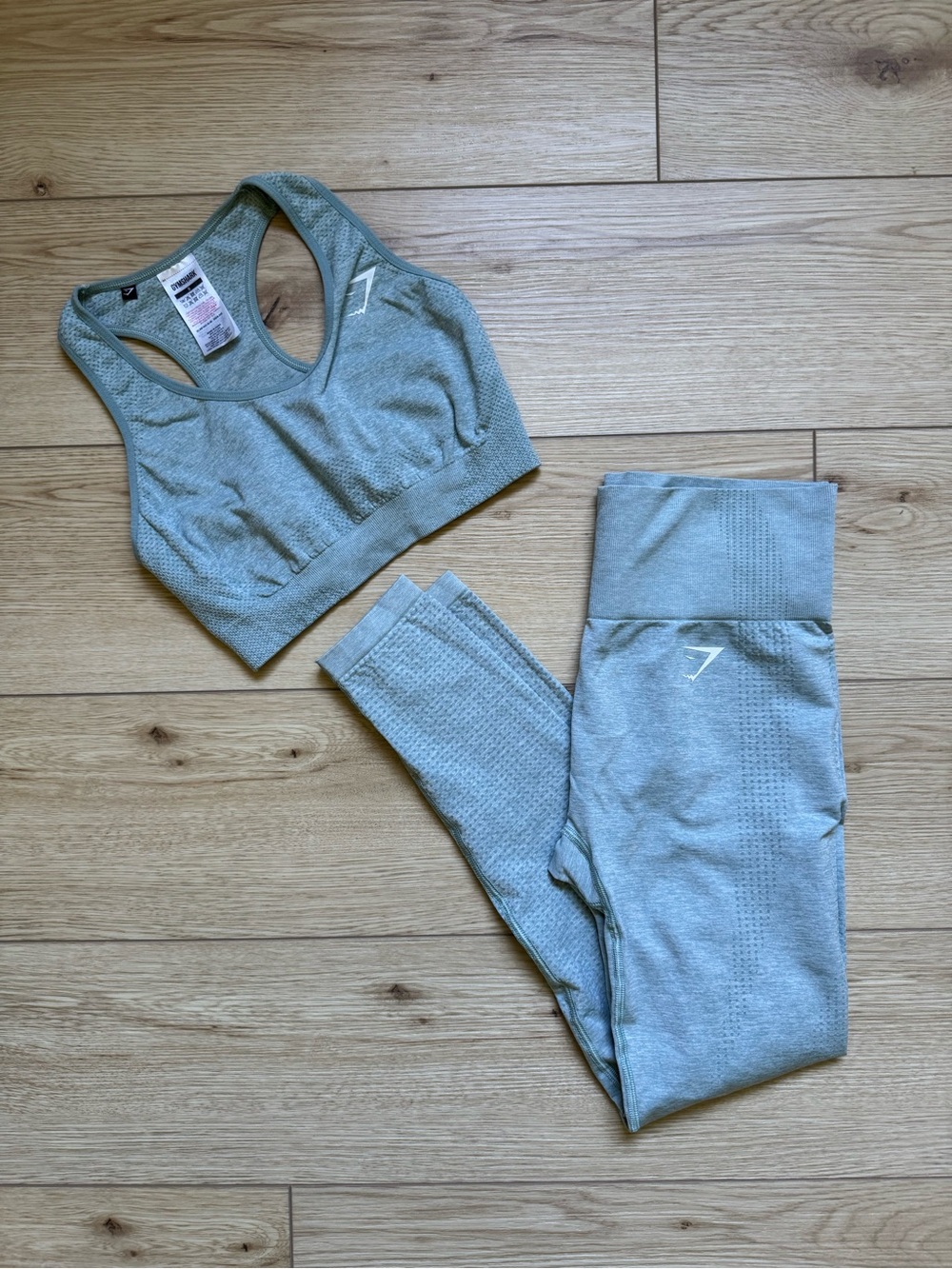 gymshark light teal blue matching leggings set